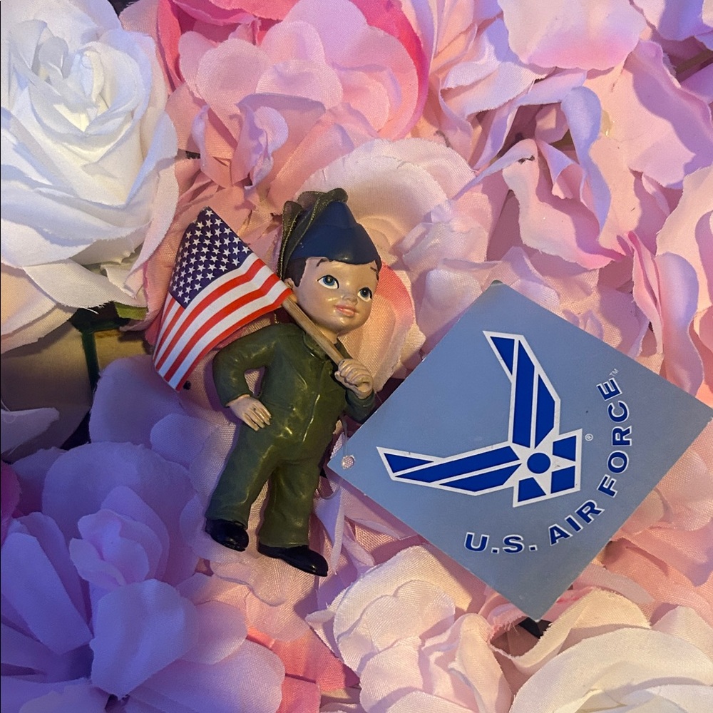 U.S. Air Force Soldier Figurine with American Flag